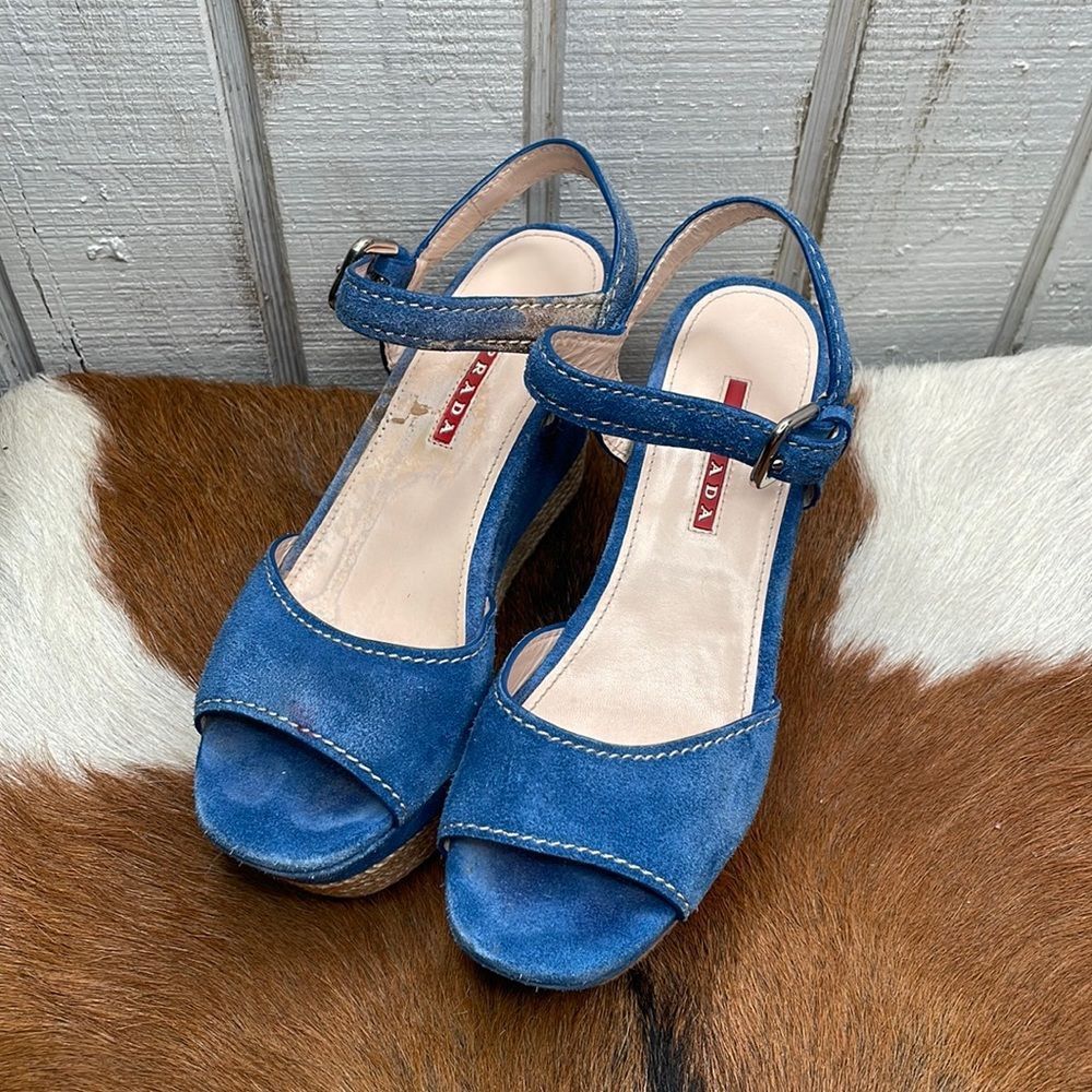 PRADA women blue women wedge sandal size 37